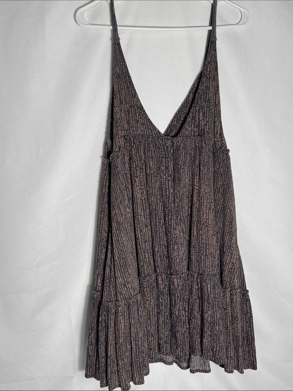 By Together Brown Shimmer Metallic Plissé Mini Babydoll Dress - Size L - Picture 6 of 9